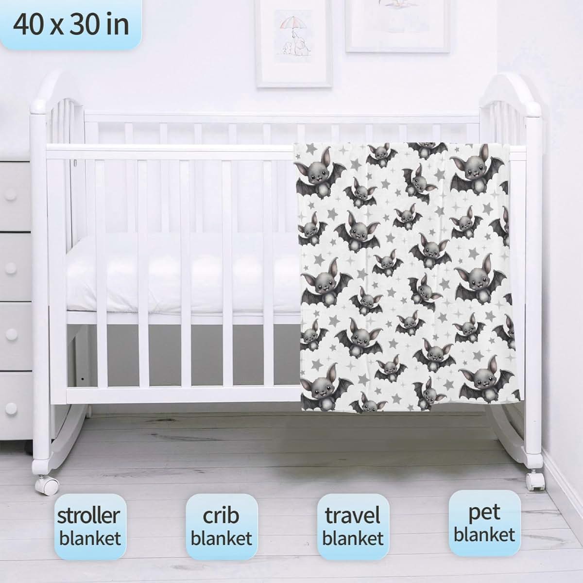 SUPERICH Bat Blanket Halloween Throw Blanket for Kids and Family, 40x30 Inch Microfiber Flannel
