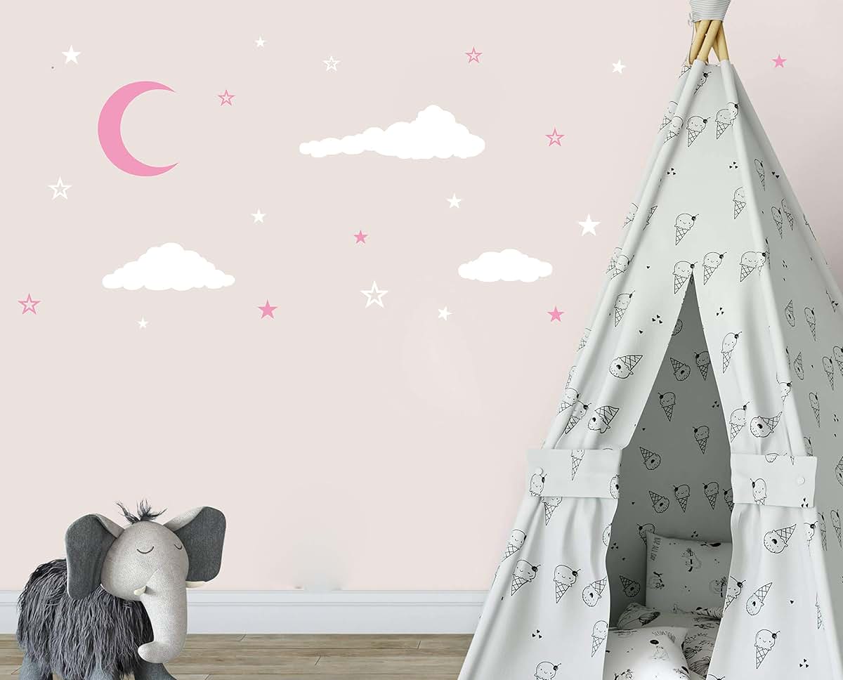GESTYZ Moon & Stars Wall Decals Nursery Decoration Vinyl Stickers