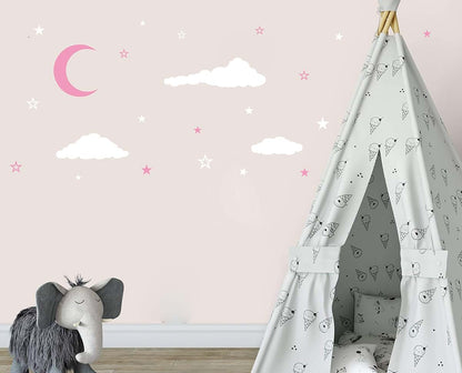 GESTYZ Moon & Stars Wall Decals Nursery Decoration Vinyl Stickers