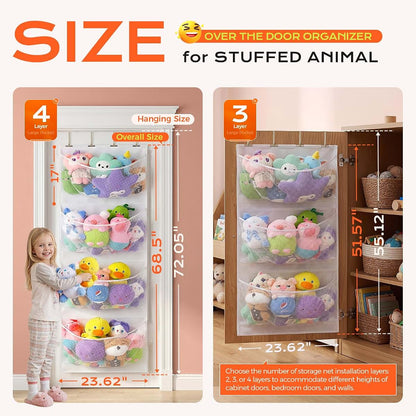 Modular Stuffed Animal Storage Over the Door Organizer for Toys and Essentials