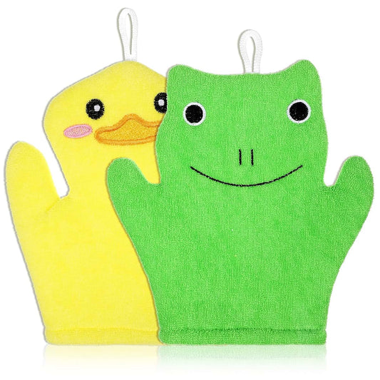 Fnanjwq Baby Bath Mitt Washcloths In Duck And Frog Designs
