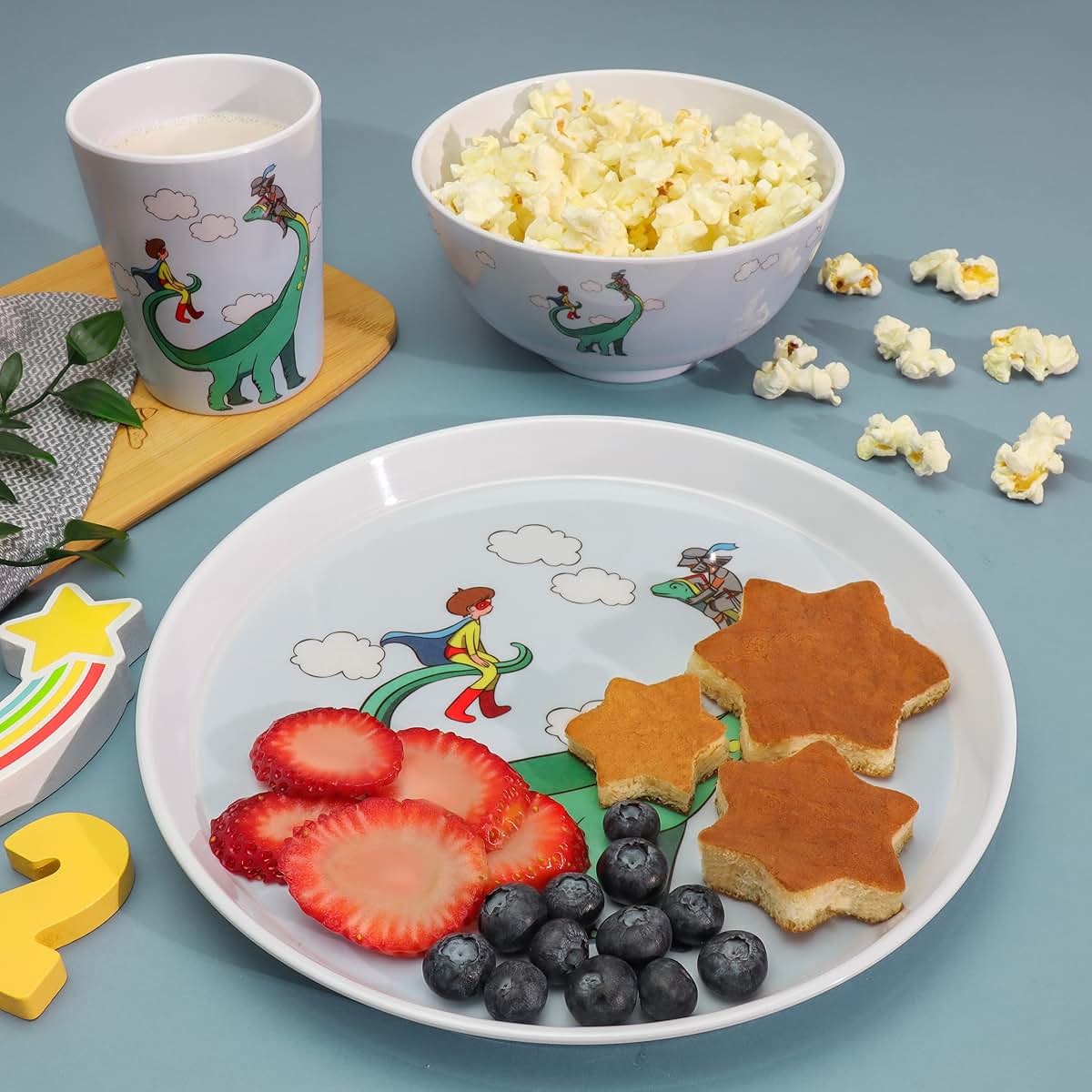 Kiz Designs Unicorn Children Dishes – Premium Melamine kids Dinnerware Set with Cup, Bowl, feeding Plate –Non-BPA and (photo 2)