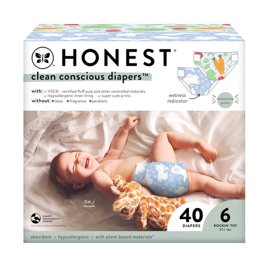 The Honest Company Clean Conscious Diapers Size 6 Spring 24 Prints