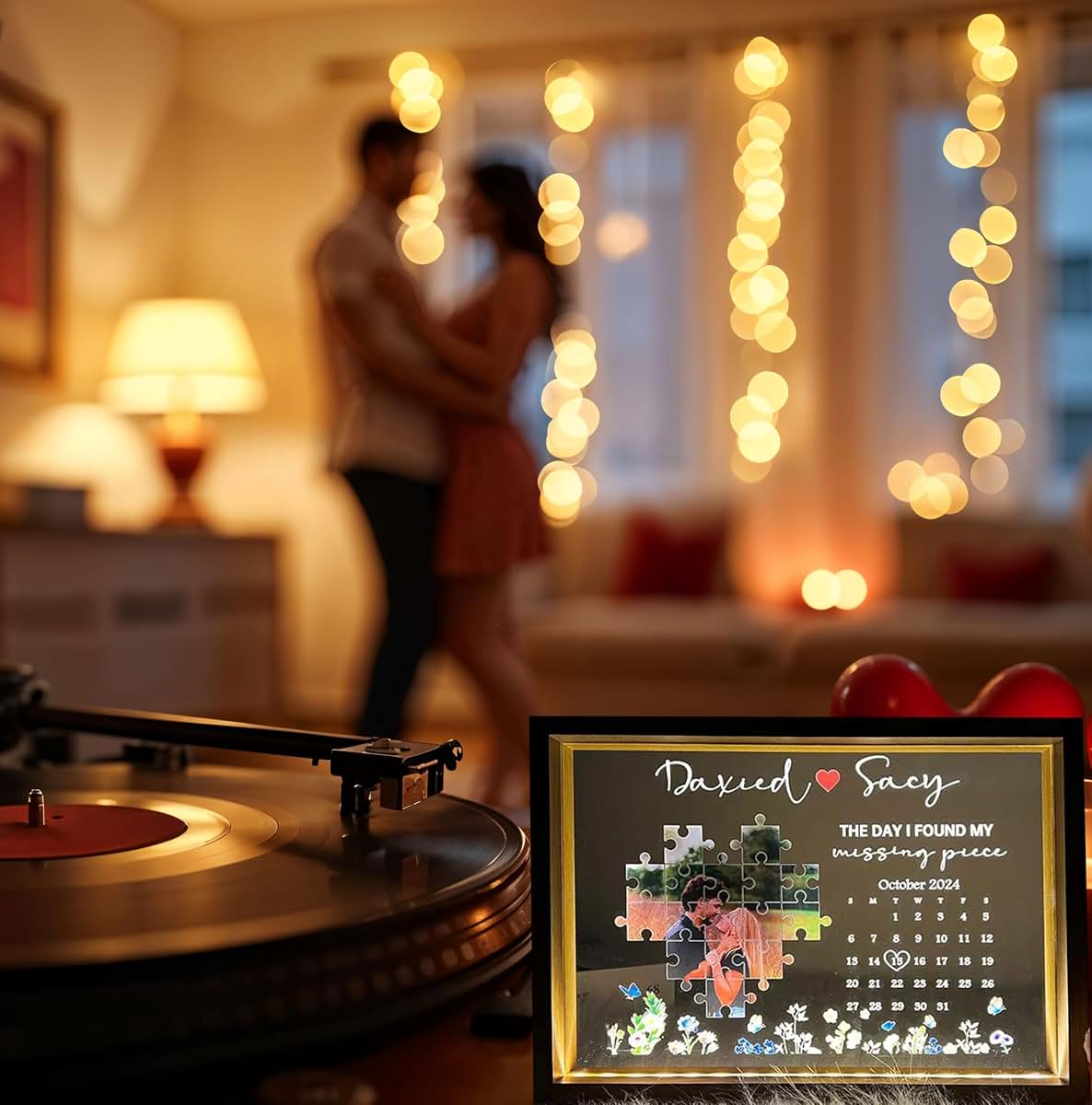 CraffBase The Day I Found My Missing Piece Light Frame Custom Family Photo Frame Light Box LED Picture Frame Gifts for