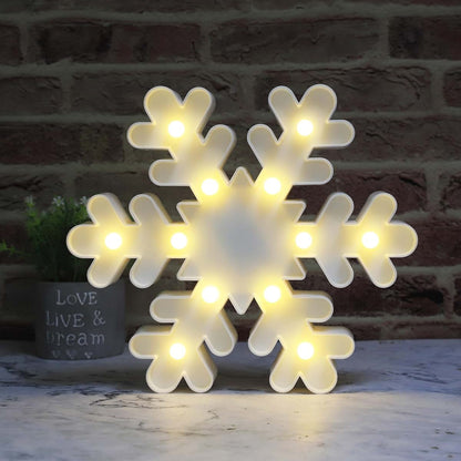 Snowflake Marquee Sign LED Night Lights White Snowflake Battery Operated Wall Lamp