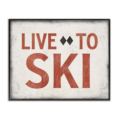 Stupell Industries Framed Giclee Art, Live To Ski, 14 X 11 Inches, Black