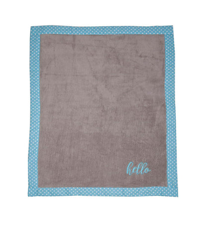 Bacati Love Hello Embroidered Plush Blanket, Black/Turquoise (photo 3)