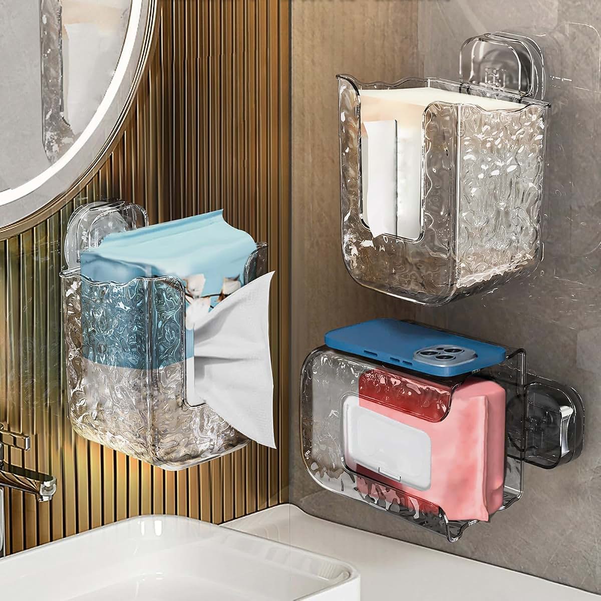 Haoyull Wall Mounted Wet Wipe Dispenser with Suction Cup Easy to Installation Versatile Use Storage Case in Kitchen and (photo 3)