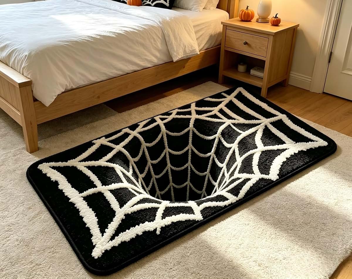 Cheuinr Halloween Spiderweb Washable Rug