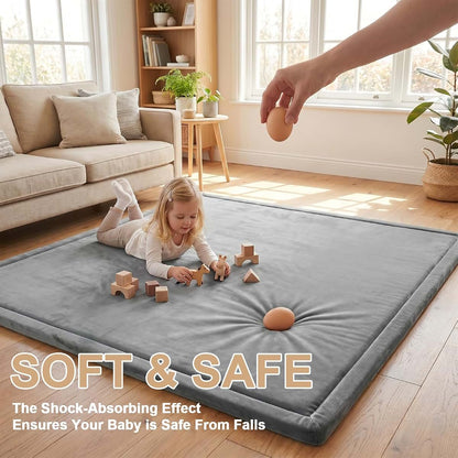 BabyOneStop Ultra Soft Memory Foam Play Mat, 50"x50" Dark Grey