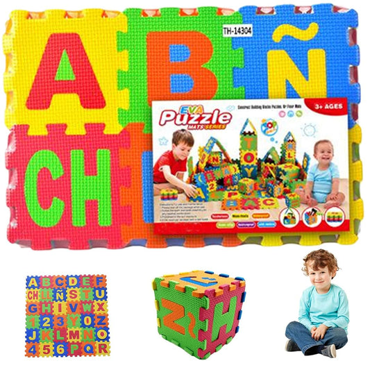Pesoncarl 36 Tiles Puzzle Carpet, 31x31 EVA Foam Baby Mat for Floor Interlocking Spanish Alphabet Foam Puzzles Mat for