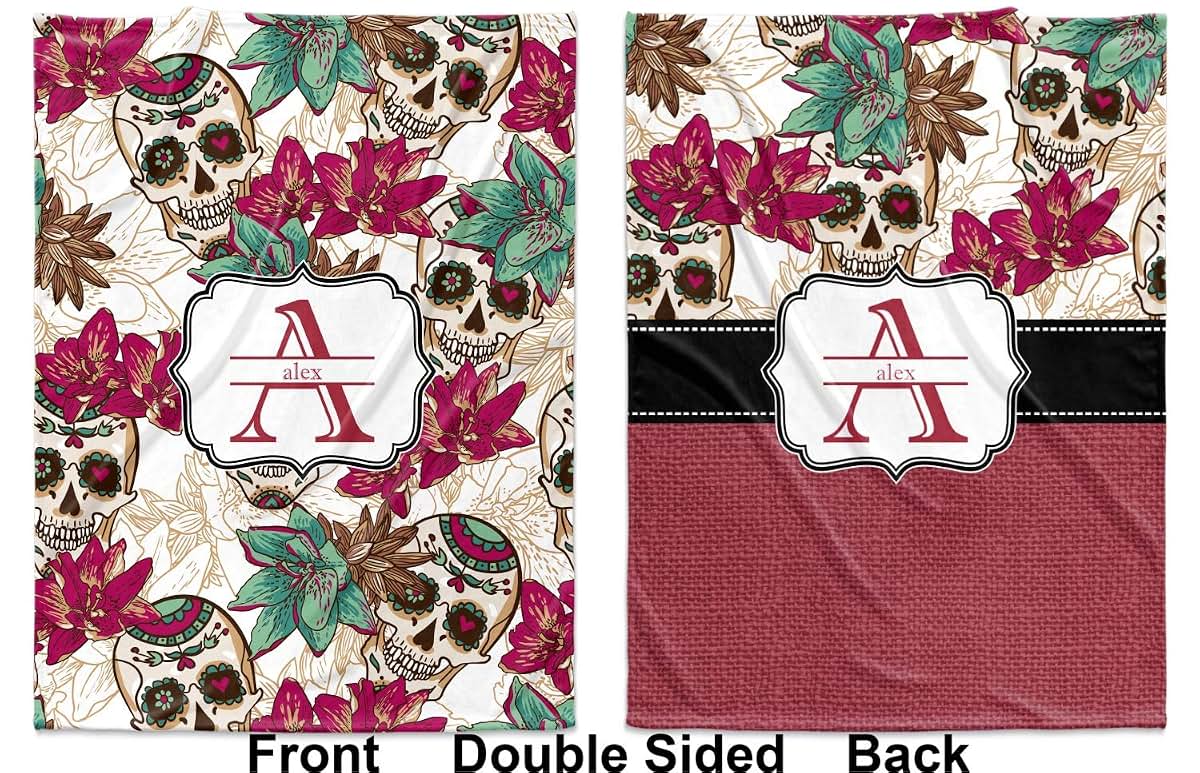 Baby Milano Personalized Sugar Skulls & Flowers Baby Blanket (Double Sided) (photo 2)