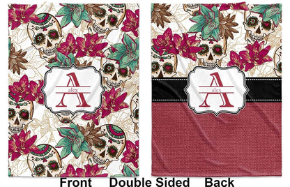 Baby Milano Personalized Sugar Skulls & Flowers Baby Blanket (Double Sided) (photo 2)