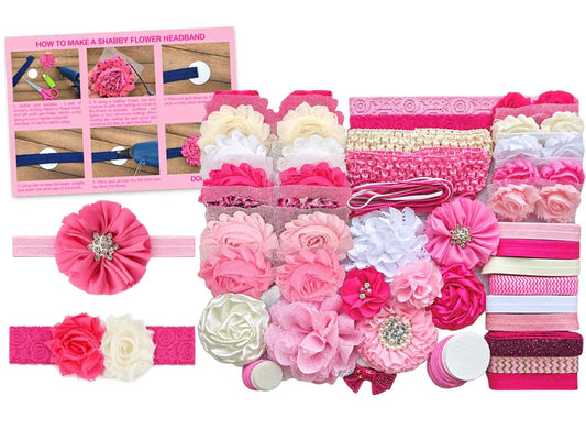 Bowtique Emilee Baby Shower Headband Kit, Makes Over 30 Headbands, Baby Shower Station, DIY Kit - Pretty in Pink