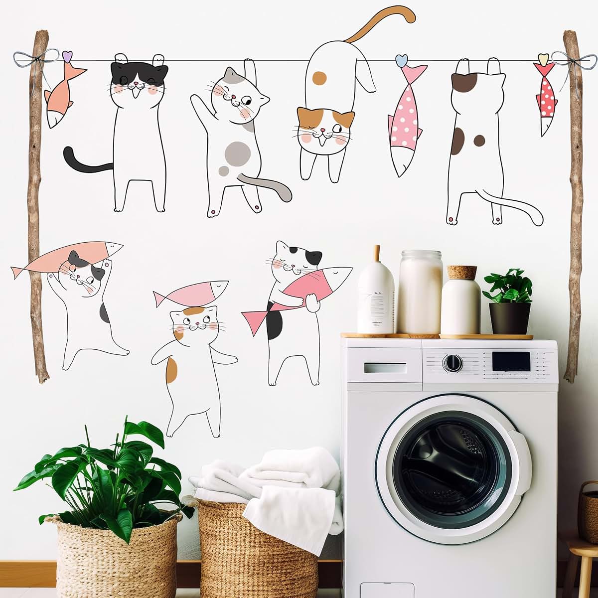Drwssr Removable Cartoon Cat Wall Stickers For Kids Nursery