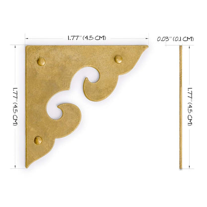 HP Ocean Wave Brass Corner Plates, 2-Pack, 1.8 Inch, Solid Brass with Nails
