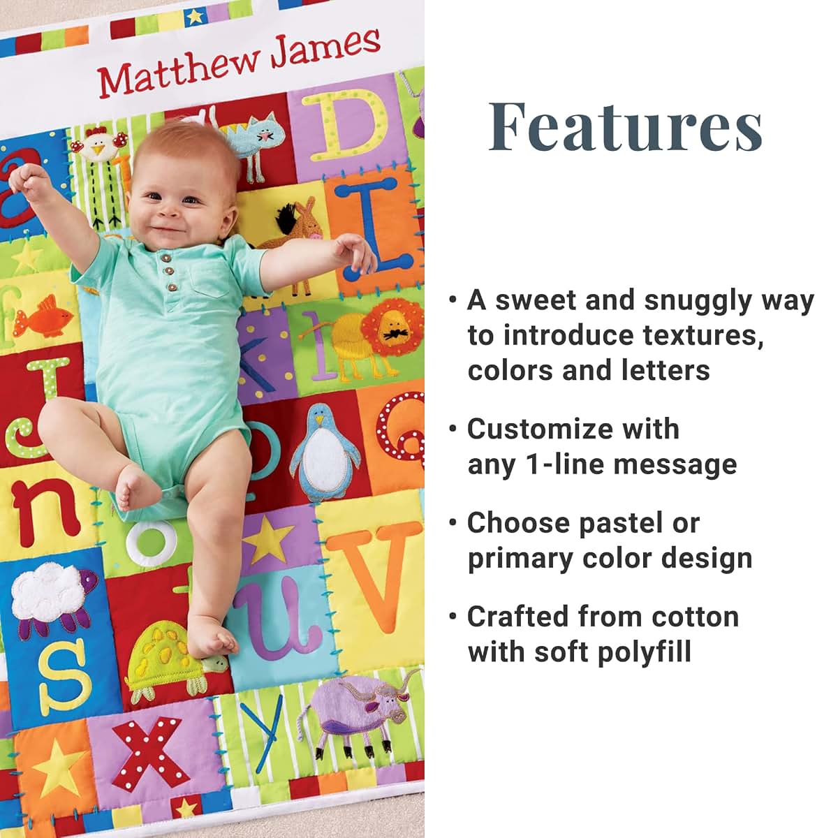 Let's Make Memories Personalized Baby Quilt - 3D Applique & Embroidered Name - Heirloom Keepsake for New Baby Shower (photo 3)