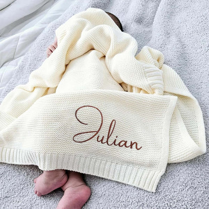 Grewear Personalized Baby Knit Blanket In 100% Cotton
