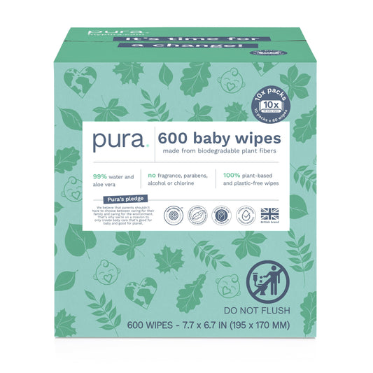 Pura Natural Baby Wipes 99% Water Unscented