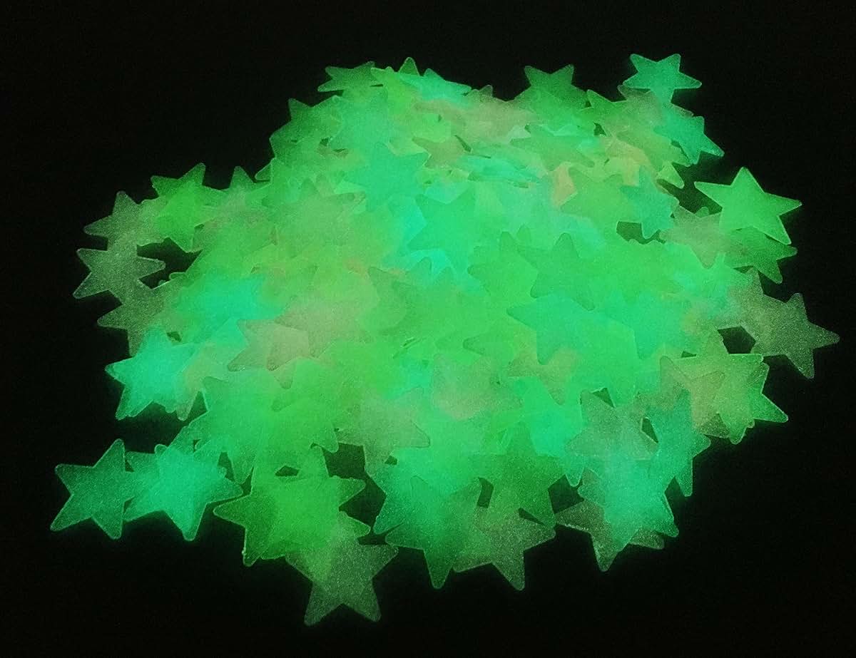 HoneyToys 200-Piece Glow in the Dark Luminous Star Wall Stickers, Multi-Color