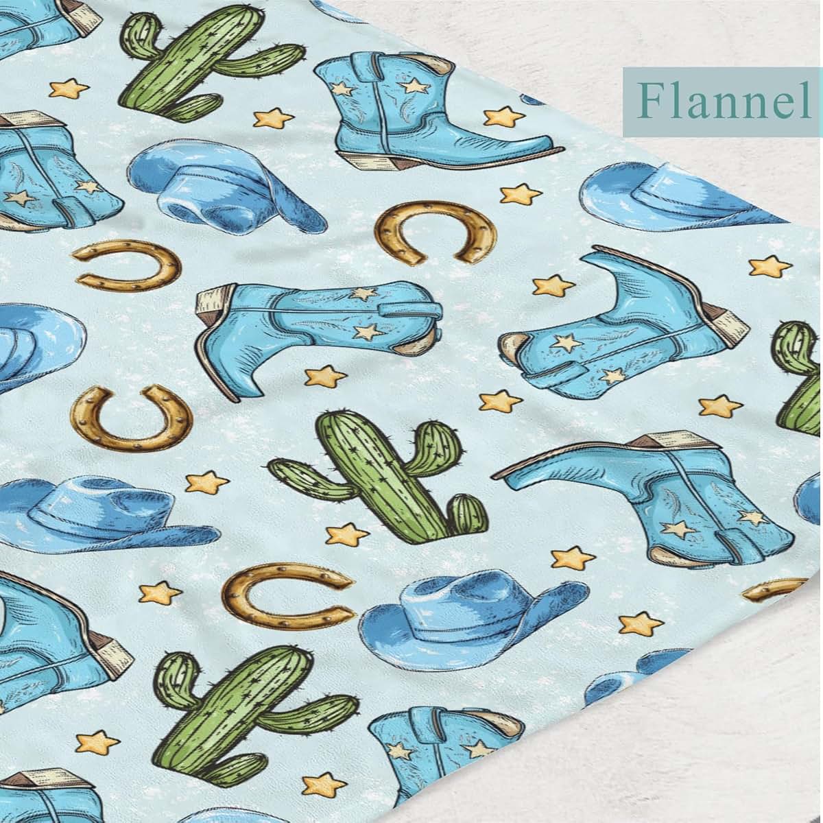 Wicbfdfv Western Cowboy Boot Hat Baby Blanket, Flannel Receiving Blanket (photo 3)