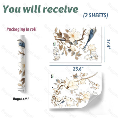 Royolam Chinese Flowering Tree Branches Bird Wall Decal