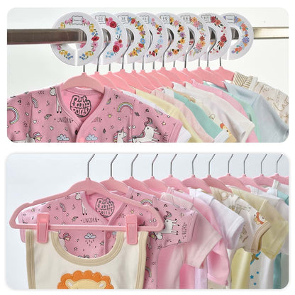Babyrish Velvet Baby Hangers with Clips and Dividers - 30 Pack Pink