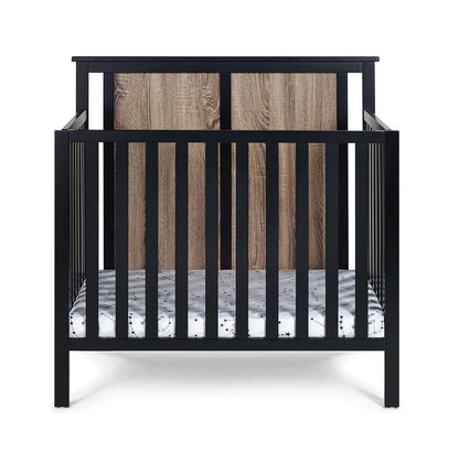 Suite Bebe Connelly 3-in-1 Mini Crib in Black/Vintage Walnut with Mattress Pad