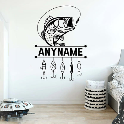 MAHT17STICKER Custom Bass Fishing Name Wall Decal Personalized Nursery Decor