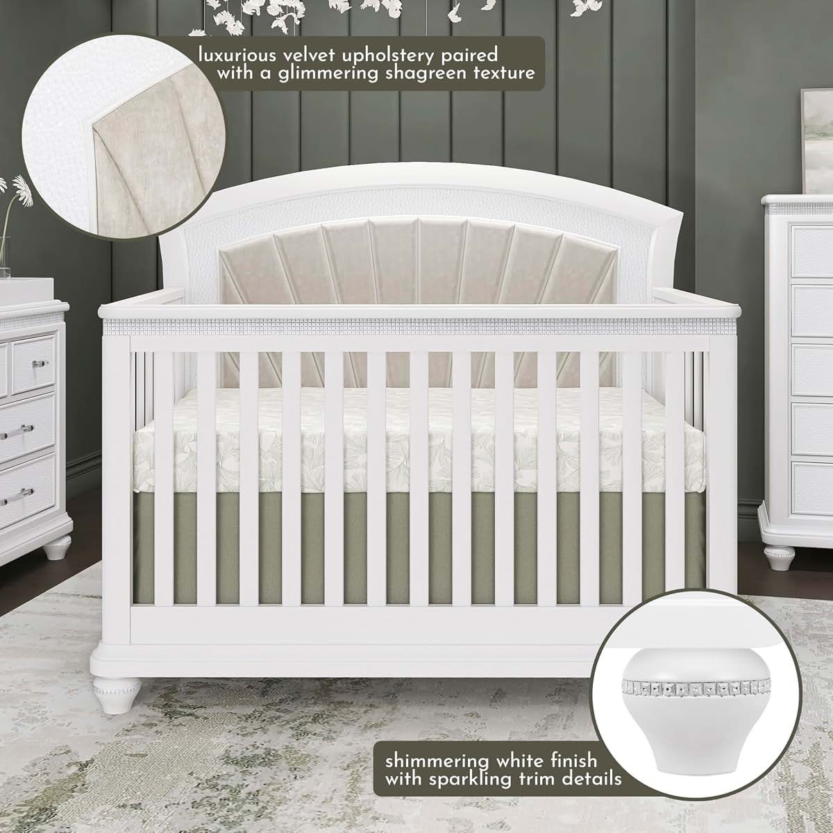 Evolur Nova 5-in-1 Convertible Full-Size Baby Crib in Shimmering Stardust (photo 2)