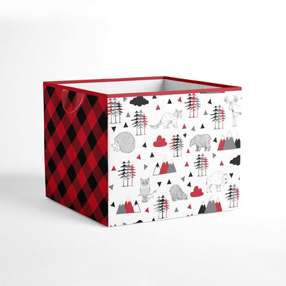 Bacati Large Storage Tote in Lumberjack Red, Black, and Gray