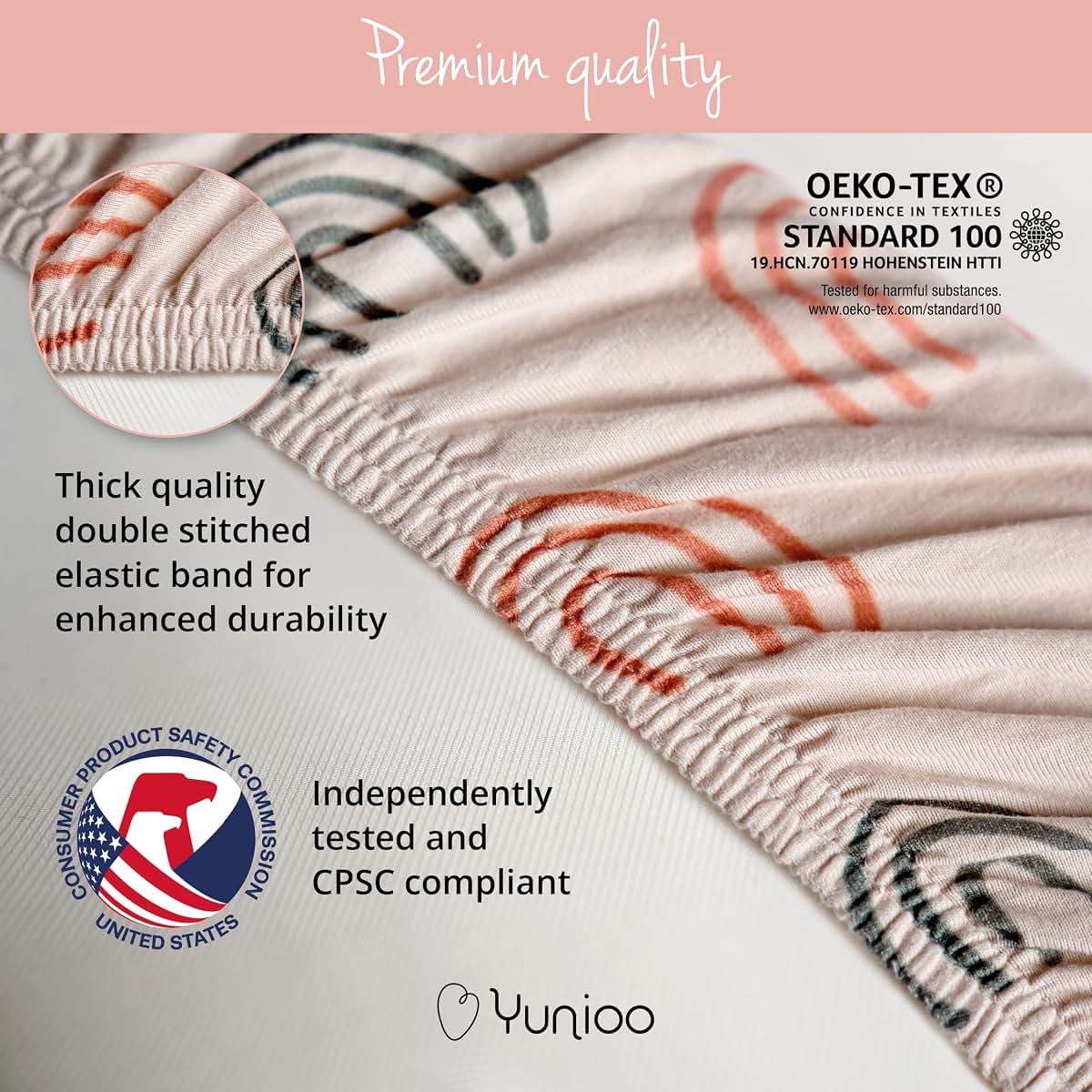 Yunioo Premium Fitted Baby Bassinet Sheets, Changing Pad Cover and Stroller Sheets, Compatible with 4moms Mamaroo (photo 3)