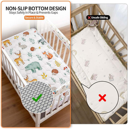 Pack and Play Mattress Pad 38x26x1.5 with Non-Slip Bottom and Breathable Foam Cover