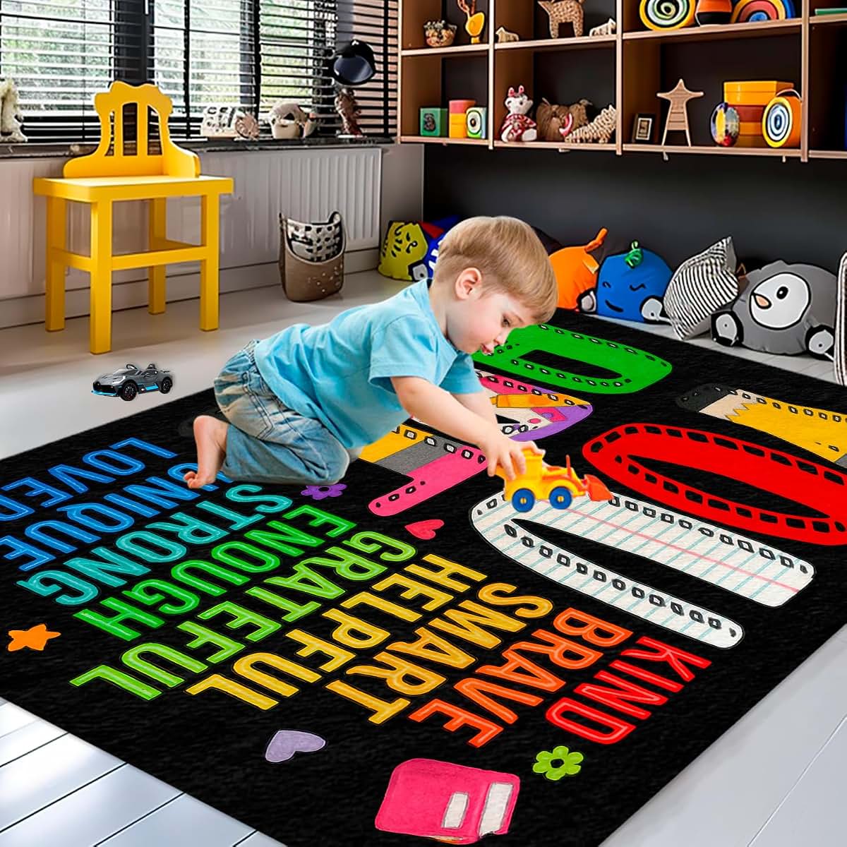CHILLGEN Personalized Motivational Large Classroom Rug – Growth Mindset Rectangular Carpet Floor Mat (photo 3)