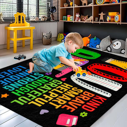CHILLGEN Personalized Motivational Large Classroom Rug – Growth Mindset Rectangular Carpet Floor Mat (photo 3)