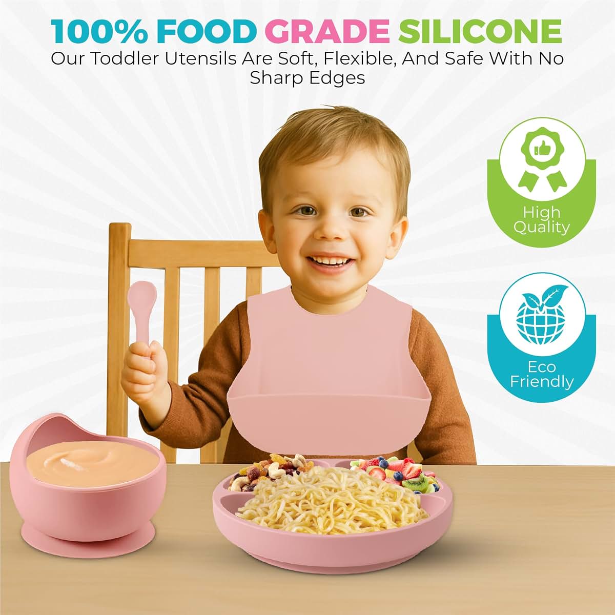 SiliFun 8-Piece Silicone Baby Feeding Set for Mealtime