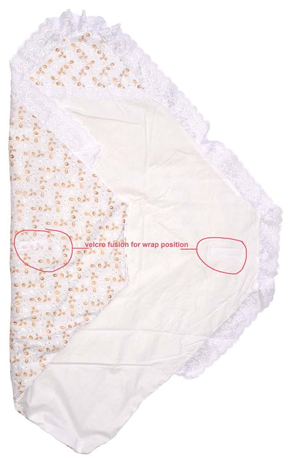 Pink and Blue Knitwear Embroidered Wrap Baby Blanket in Gold (photo 3)