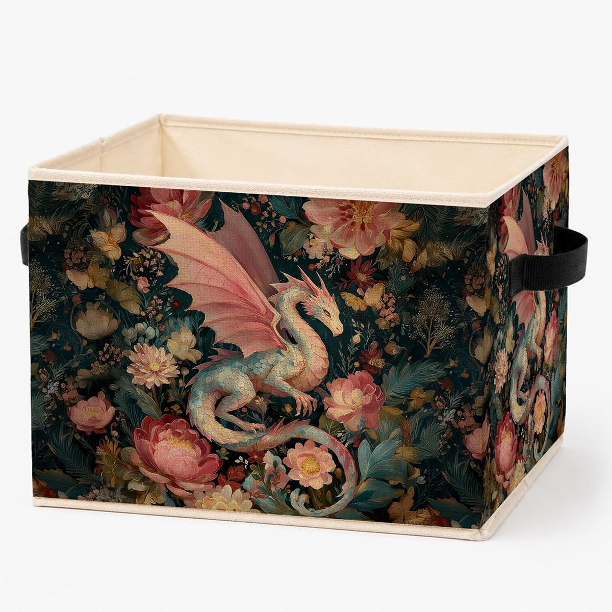 Wpqthip Floral Dragon Storage Bin for Nursery and Room Organization