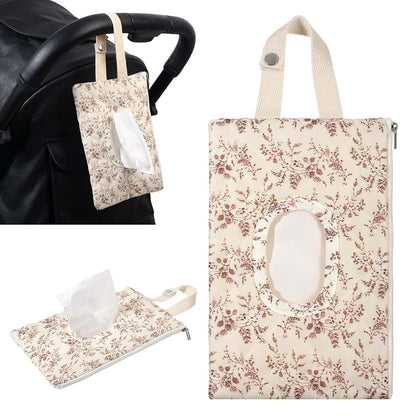 Geehua Quilted Baby Wipe Holder With Snap Handle In Floral