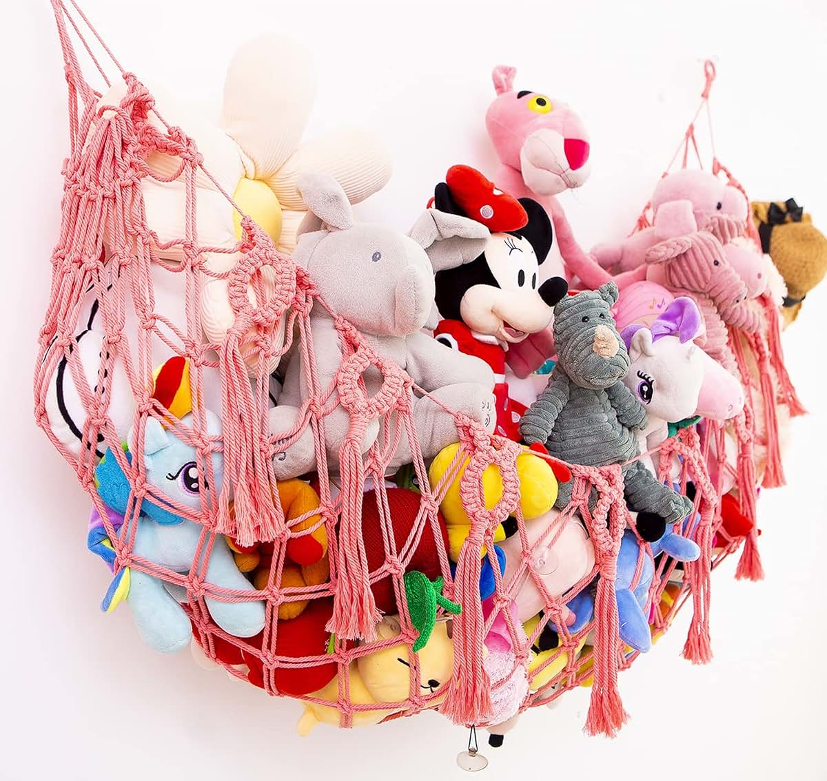 Makeonewo Macrame Stuffed Animal Toy Organizer for Nursery and Playroom Wall Storage