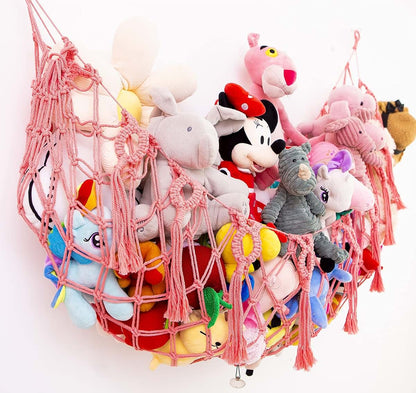 Makeonewo Macrame Stuffed Animal Toy Organizer for Nursery and Playroom Wall Storage