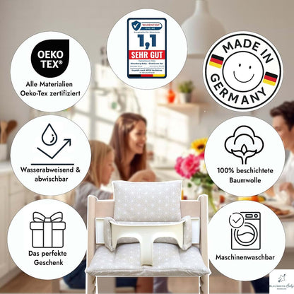 Blausberg Baby - Coated Cushion Set for Tripp Trapp High Chair of Stokke - Happy Star Beige - 100% Made in Germany, All (photo 3)