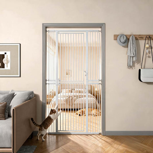 Catchao74.8'' Extra Tall Cat Gate for Doorway, Wide Adjustable29.5''-40.6'' Pet Gate, Pressure Mounted Full Door Gate