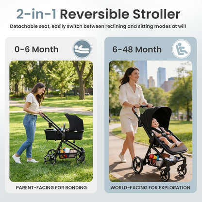 Leooy Convertible Stroller for Newborn and Toddler Use