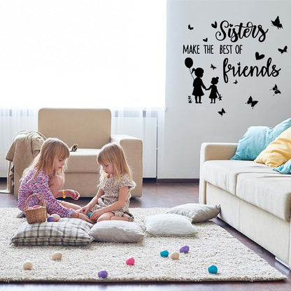 Superdant Sisters Make The Best Of Friends Wall Decals With Butterfly Decor