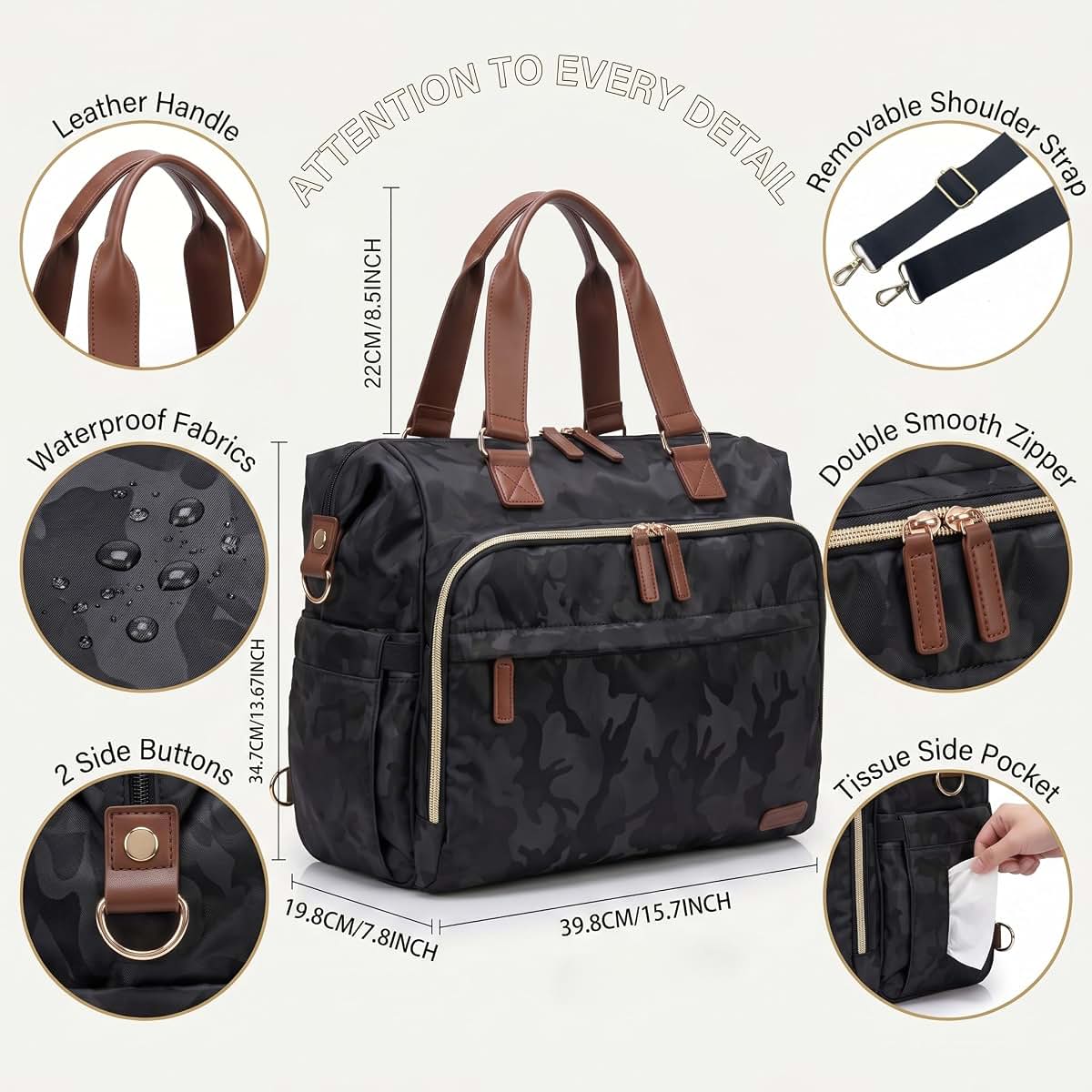Pripher Diaper Bag Backpack - Large Capacity Travel Essential for Mom