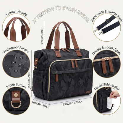 Pripher Diaper Bag Backpack - Large Capacity Travel Essential for Mom