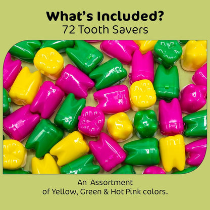 Srenta 1.25-Inch Neon Tooth Saver Cases for Kids, 72 Pack, Rainbow Colors