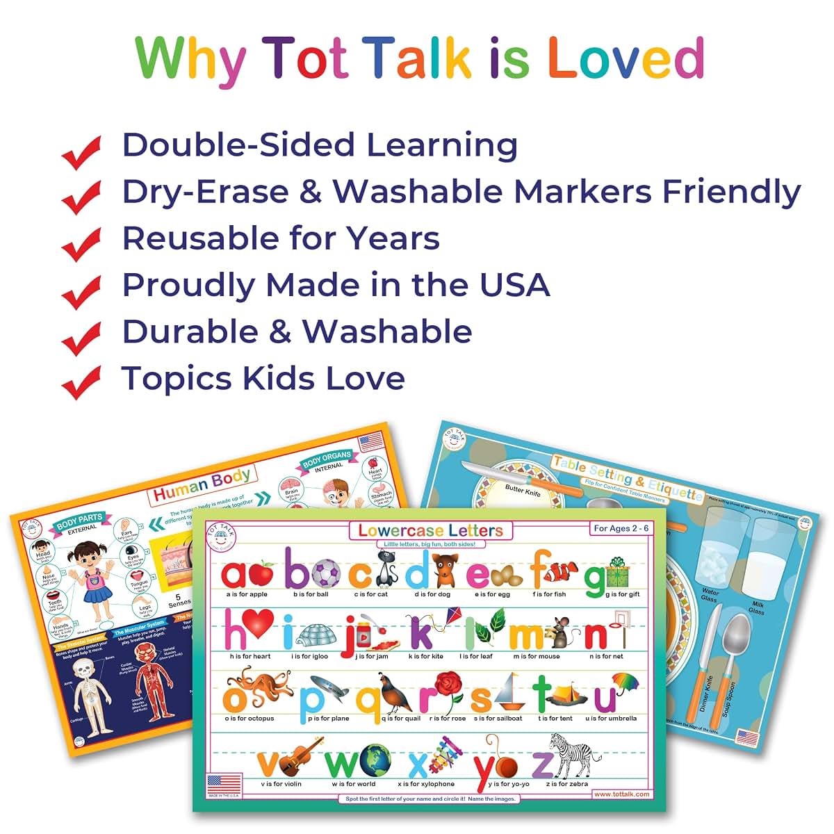 Tot Talk Mountain Wildlife Educational Placemat | Double Sided Learning Mat