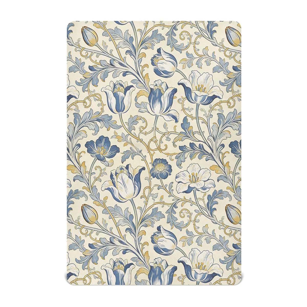 decor gift Crib Sheets Fitted Yellow and Blue Tulips William Morris Essentials for Crib 52''x28''